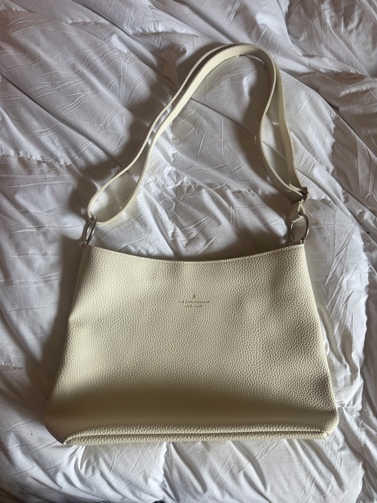 The Ahn Premium Handbags - The Ahn Premium New York Cream White Pebbled Leather Hobo Bag
